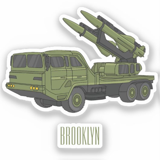 Afbeelding van de cartoon van militaire raketten sticker (Voorkant)
