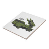Afbeelding van de cartoon van militaire raketten tegeltje (Zijkant)