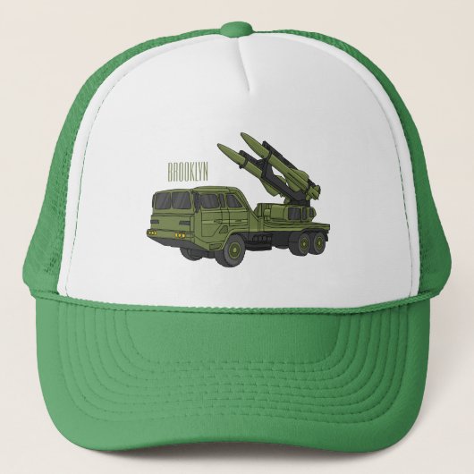 Afbeelding van de cartoon van militaire raketten trucker pet (Voorkant)