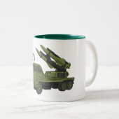 Afbeelding van de cartoon van militaire raketten tweekleurige koffiemok (Voorkant rechts)