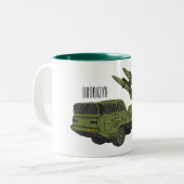 Afbeelding van de cartoon van militaire raketten tweekleurige koffiemok (Voorkant links)