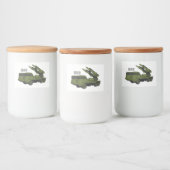 Afbeelding van de cartoon van militaire raketten voedselcontainer etiket (Flessen)
