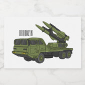 Afbeelding van de cartoon van militaire raketten voedselcontainer etiket (Enkel label)