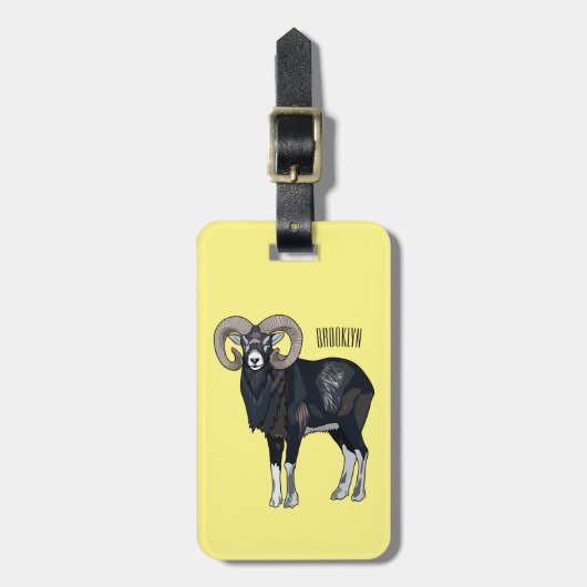 Afbeelding van de cartoon van Mouflon-schapen Bagagelabel (Voorkant verticaal)