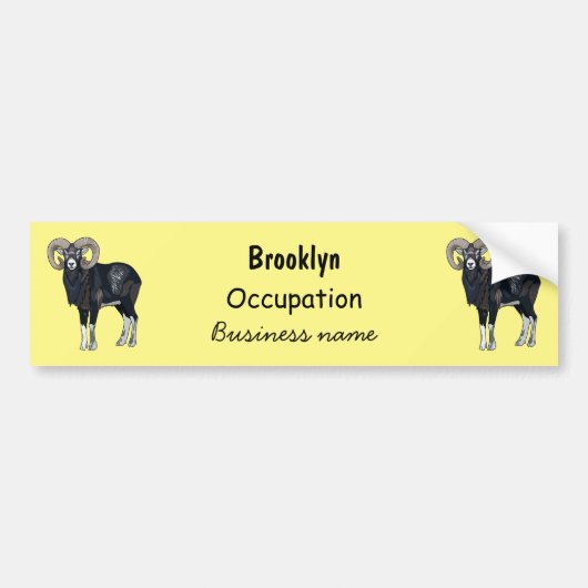 Afbeelding van de cartoon van Mouflon-schapen Bumpersticker (Voorkant)