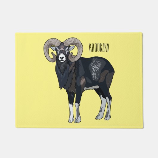 Afbeelding van de cartoon van Mouflon-schapen Deurmat (Voorkant)