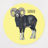 Afbeelding van de cartoon van Mouflon-schapen Labels (Design 1)