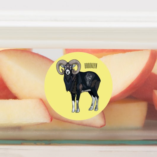 Afbeelding van de cartoon van Mouflon-schapen Labels (Aangebracht)
