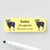 Afbeelding van de cartoon van Mouflon-schapen Naamplaatje (In situ)