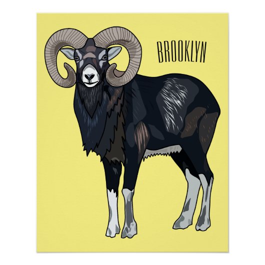 Afbeelding van de cartoon van Mouflon-schapen Perfect Poster (Voorkant)