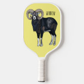 Afbeelding van de cartoon van Mouflon-schapen Pickleball Paddle (Achterkant)