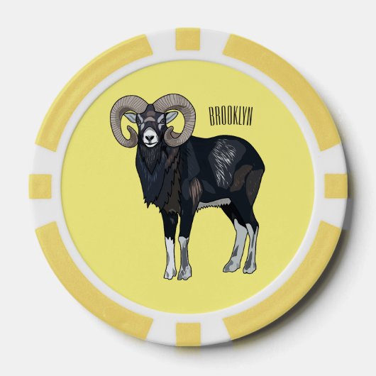 Afbeelding van de cartoon van Mouflon-schapen Poker Chips (Voorkant)