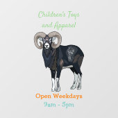 Afbeelding van de cartoon van Mouflon-schapen Raamsticker (Vel)