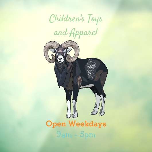 Afbeelding van de cartoon van Mouflon-schapen Raamsticker (Vel 3)