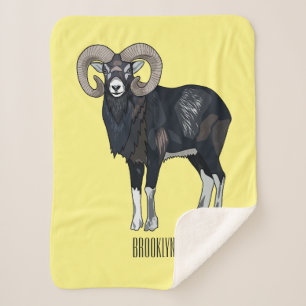 Afbeelding van de cartoon van Mouflon-schapen Sherpa Deken