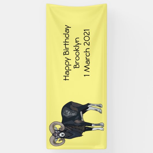 Afbeelding van de cartoon van Mouflon-schapen Spandoek (Verticaal)