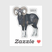 Afbeelding van de cartoon van Mouflon-schapen Sticker (Vel)