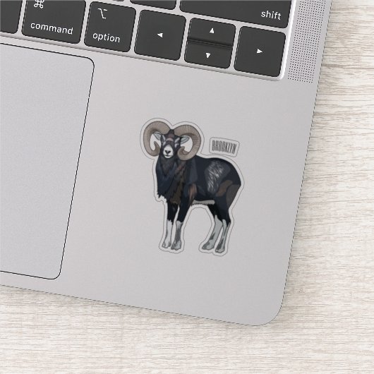 Afbeelding van de cartoon van Mouflon-schapen Sticker (Detail)