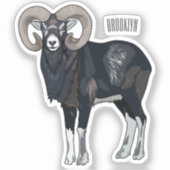 Afbeelding van de cartoon van Mouflon-schapen Sticker (Voorkant)