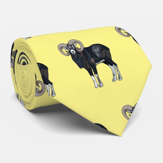 Afbeelding van de cartoon van Mouflon-schapen Stropdas (Opgerold)