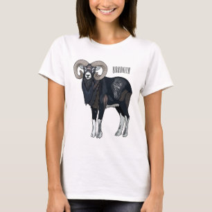 Afbeelding van de cartoon van Mouflon-schapen T-shirt