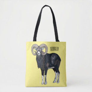 Afbeelding van de cartoon van Mouflon-schapen Tote Bag