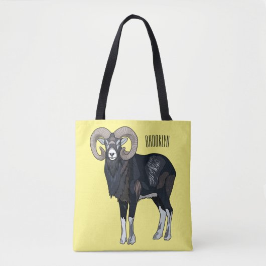 Afbeelding van de cartoon van Mouflon-schapen Tote Bag (Voorkant)