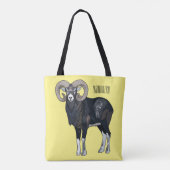 Afbeelding van de cartoon van Mouflon-schapen Tote Bag (Achterkant)