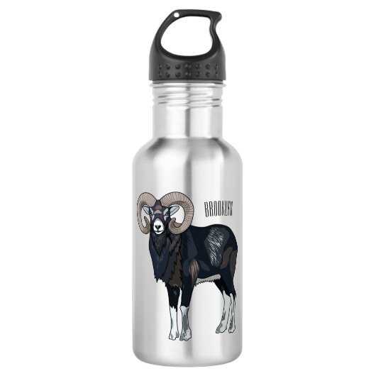Afbeelding van de cartoon van Mouflon-schapen Waterfles (Voorkant)