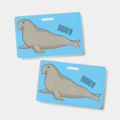 Afbeelding van de cartoon van olifantenzegels badge (Voor- en achterkant)