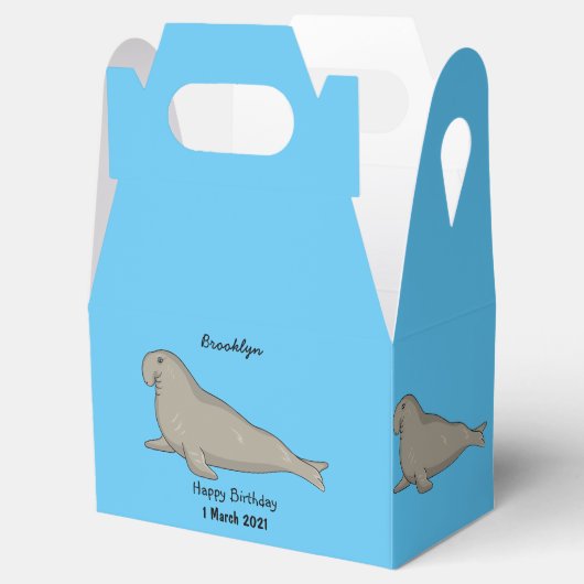 Afbeelding van de cartoon van olifantenzegels bedankdoosjes (Geopend)