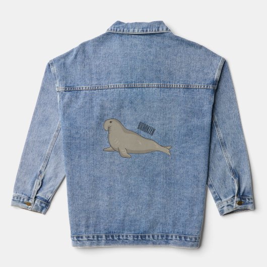 Afbeelding van de cartoon van olifantenzegels denim jacket (Achterkant)