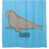 Afbeelding van de cartoon van olifantenzegels douchegordijn (Voorkant)