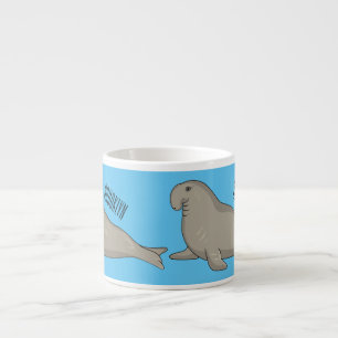 Afbeelding van de cartoon van olifantenzegels espresso kop