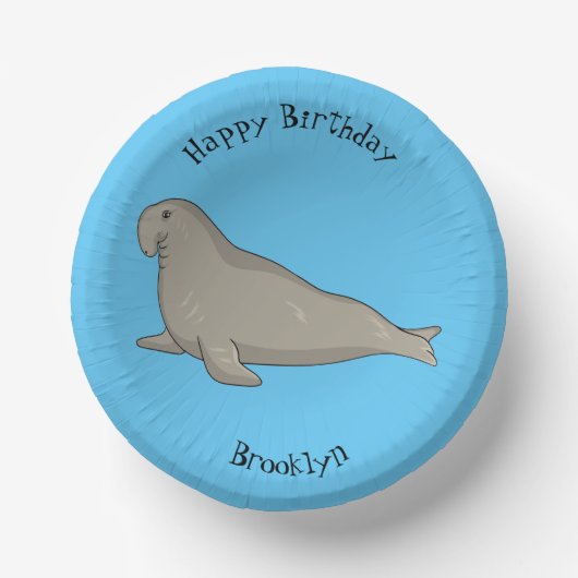 Afbeelding van de cartoon van olifantenzegels papieren kommen (Voorkant)