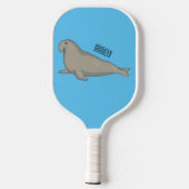 Afbeelding van de cartoon van olifantenzegels pickleball paddle (Achterkant)