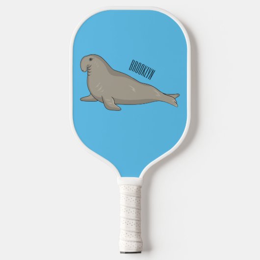 Afbeelding van de cartoon van olifantenzegels pickleball paddle (Voorkant)