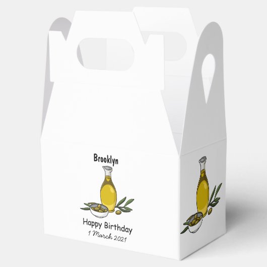 Afbeelding van de cartoon van olijfolie bedankdoosjes (Geopend)
