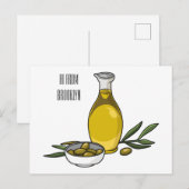 Afbeelding van de cartoon van olijfolie briefkaart (Voorkant / Achterkant)