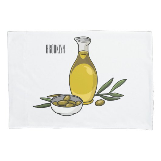 Afbeelding van de cartoon van olijfolie kussensloop (Voorkant)