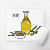 Afbeelding van de cartoon van olijfolie muismat (Met muis)