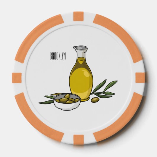Afbeelding van de cartoon van olijfolie poker chips (Voorkant)