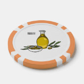 Afbeelding van de cartoon van olijfolie poker chips (Enkel)