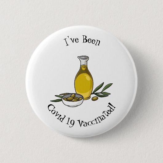 Afbeelding van de cartoon van olijfolie ronde button 5,7 cm (Voorkant)