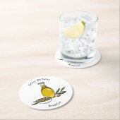 Afbeelding van de cartoon van olijfolie ronde kartonnen onderzetter (Insitu)