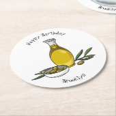 Afbeelding van de cartoon van olijfolie ronde kartonnen onderzetter (Gebogen)