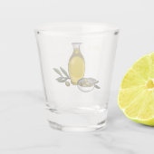 Afbeelding van de cartoon van olijfolie shot glas (Achterkant)
