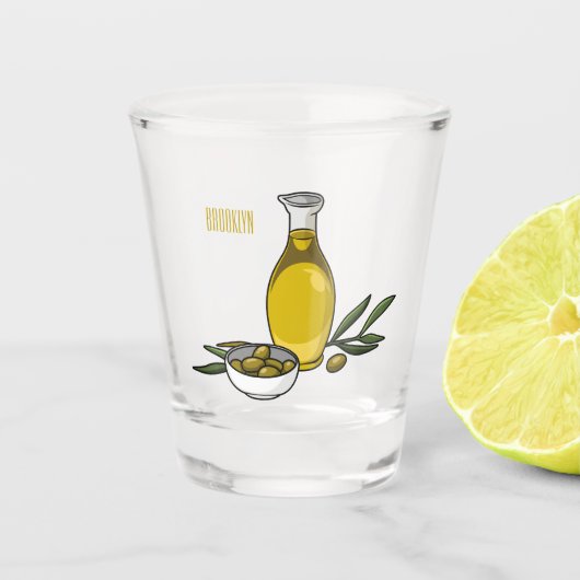 Afbeelding van de cartoon van olijfolie shot glas (Voorkant)
