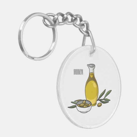 Afbeelding van de cartoon van olijfolie sleutelhanger (Voorkant Links)