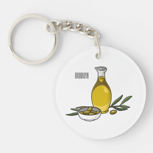 Afbeelding van de cartoon van olijfolie sleutelhanger (Voorkant)